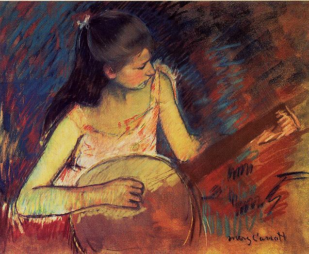 Girl with a Banjo - Mary Cassatt Painting on Canvas